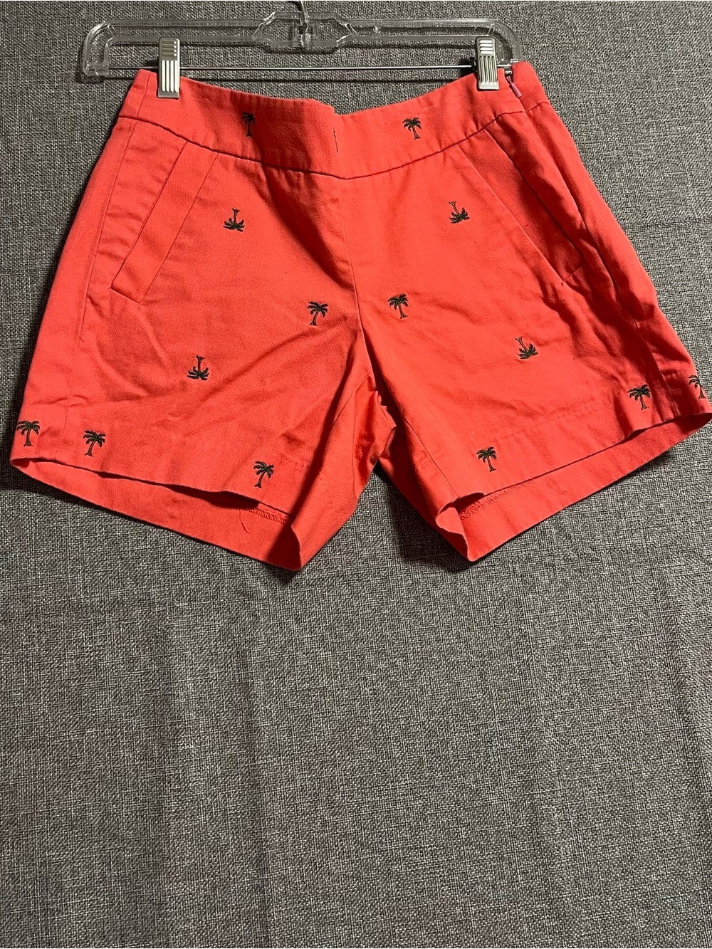J. Crew Coral Palm Embroidered Cotton Shorts